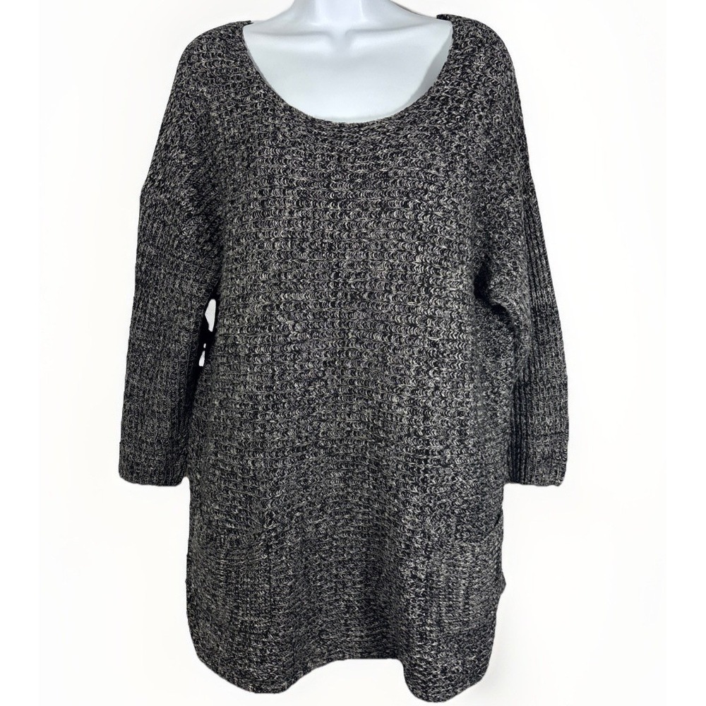 Chico's Cotton Tunic Sweater Sz 3 Marled Patch Pocket Everyday Comfort